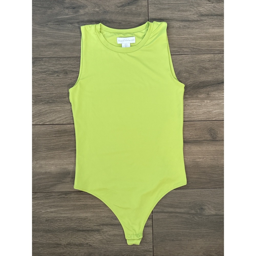 House of Harlow 1960 Lime‎ Green Double Lined Bodysuit Y2K Chic Women's Small - Picture 2 of 13